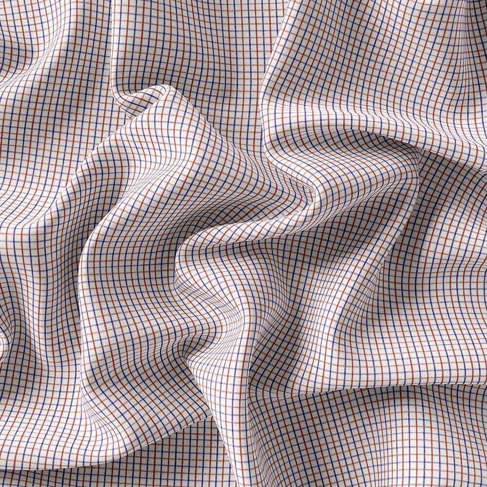 Navy Maroon & White Small Check Shirt Fabrics 709-278 - Image 4