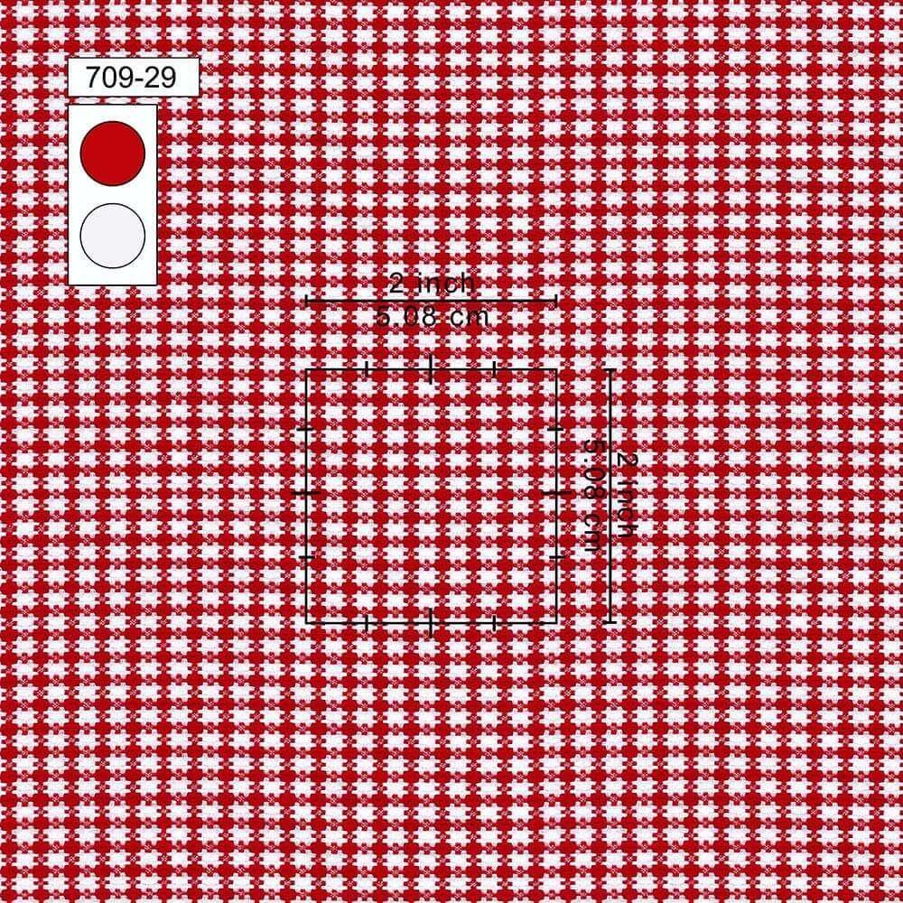 Red & White Fashion Check Shirt Fabrics - Image 2