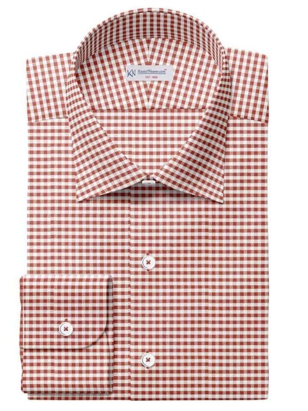Maroon & White Ghingham Shirt Fabric 709-311