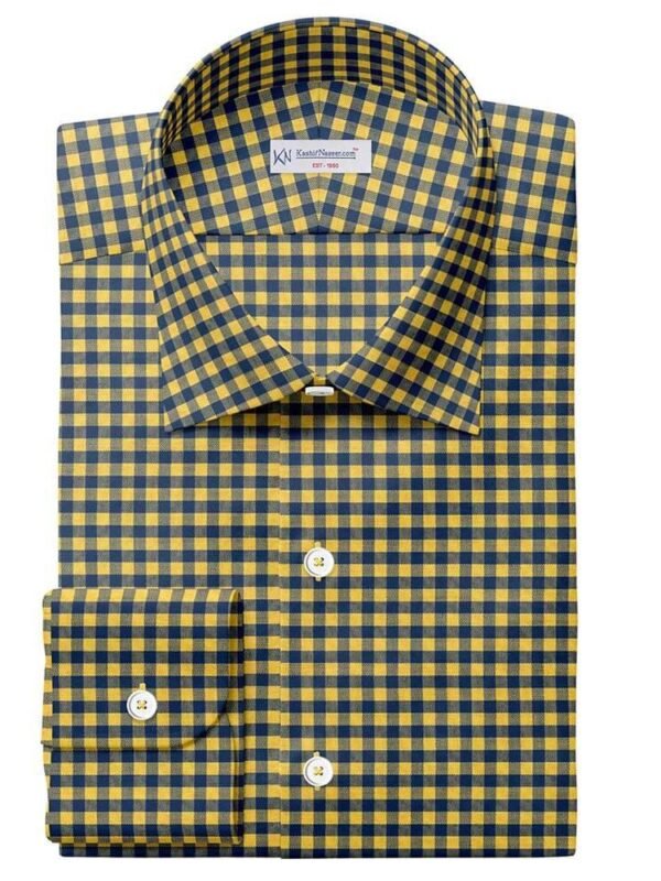 Yellow & Navy Gingham Check Shirt 709-92