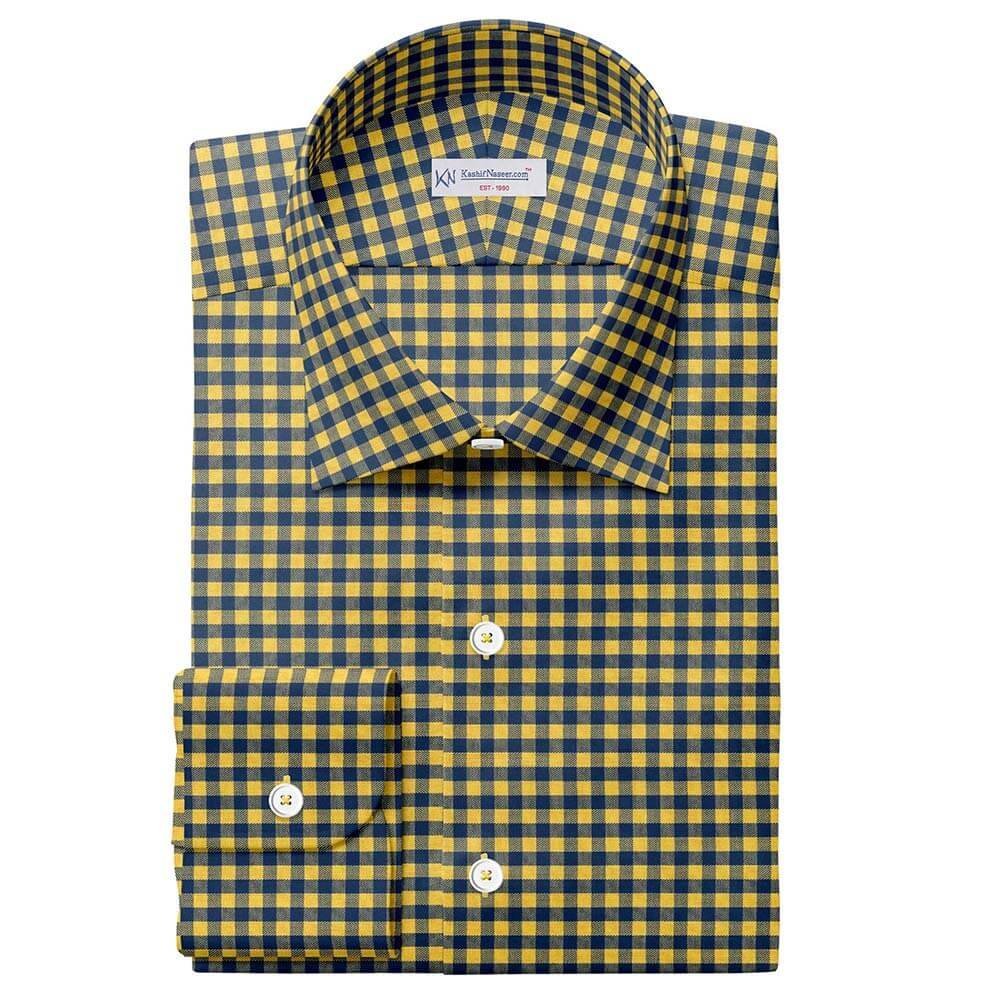 Yellow & Navy Gingham Check Shirt 709-92