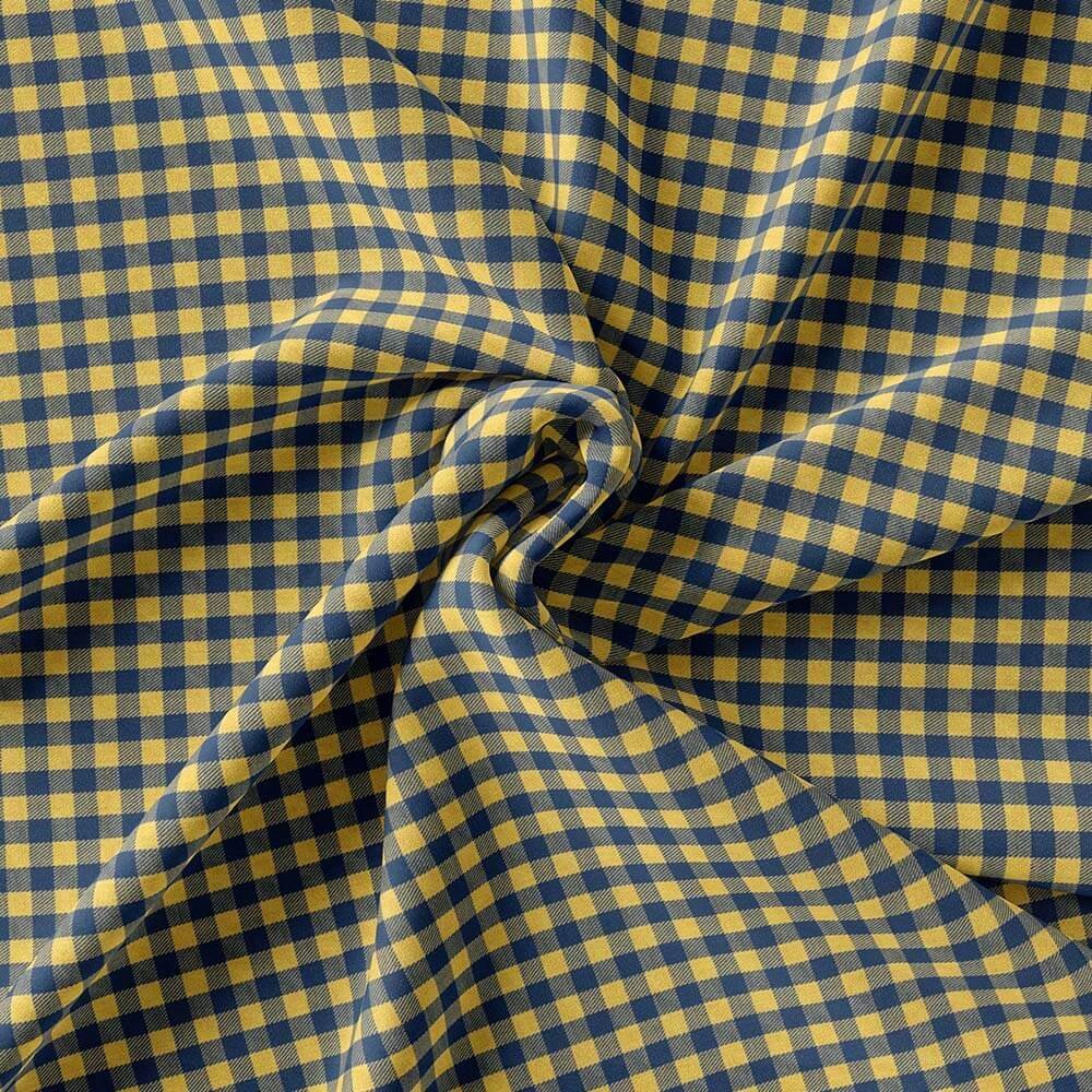 Yellow & Navy Gingham Check Shirt 709-92 - Image 3