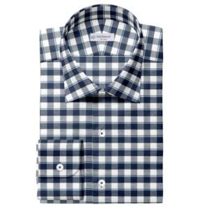 Navy & White Check Shirt Fabrics 712-112