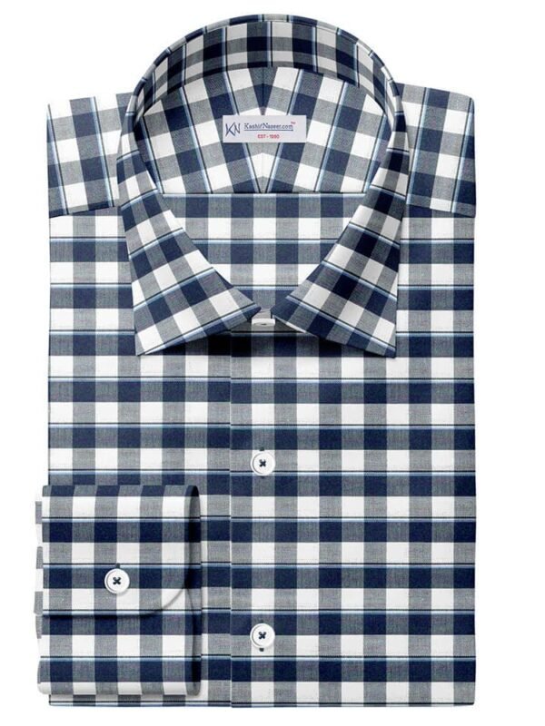 Navy & White Check Shirt Fabrics 712-112
