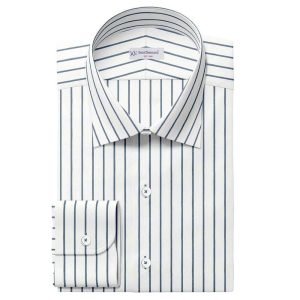 Charcoal & White Urdu Strips Pima Cotton Shirt Fabrics