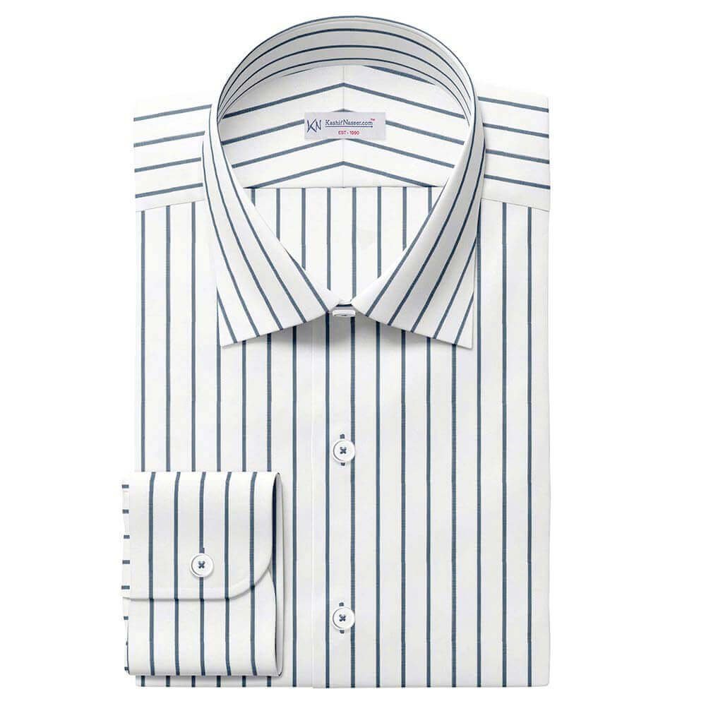 Charcoal & White Urdu Strips Pima Cotton Shirt Fabrics