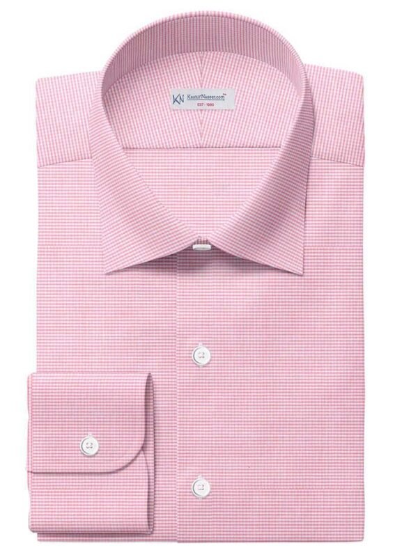 Baby Pink & White Micro Check Shirt Fabrics 730-239