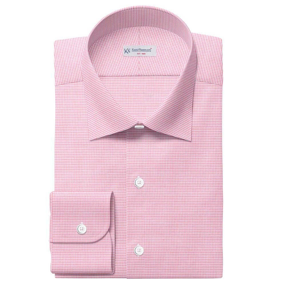 Baby Pink & White Micro Check Shirt Fabrics 730-239