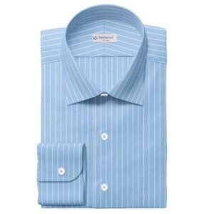 Sky & White Urdu Strips Pima Cotton Shirt Fabrics
