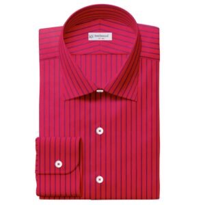 Red & Blue Urdu Strips Pima Cotton 100% Shirt Fabrics 730-253