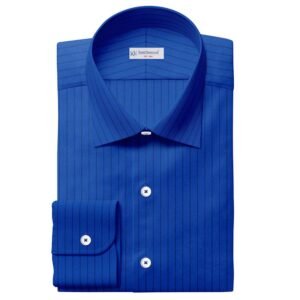 Navy Strips On Blue Urdu Strips Pima Cotton 100% Shirt Fabrics 730-254