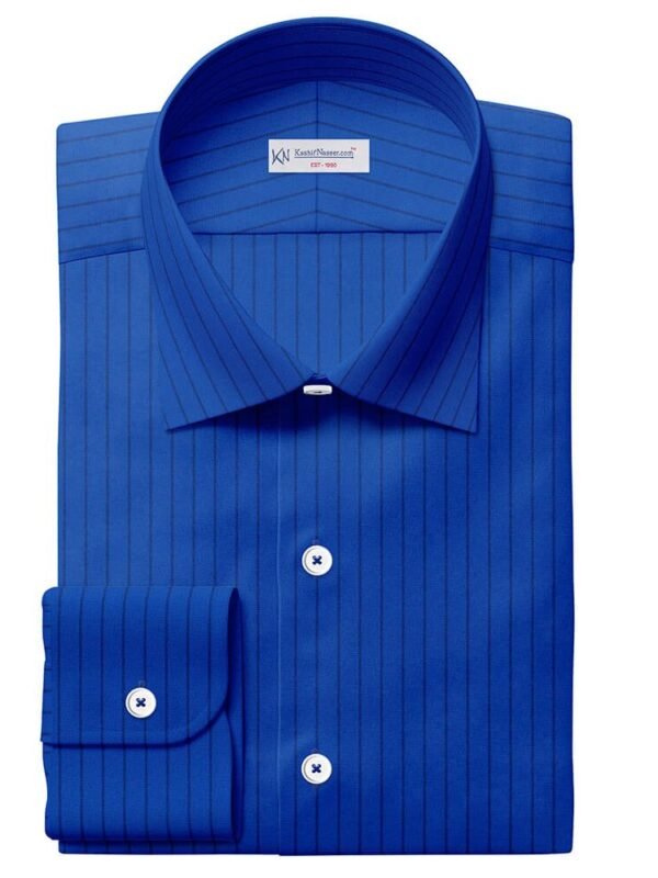 Navy Strips On Blue Urdu Strips Pima Cotton 100% Shirt Fabrics 730-254