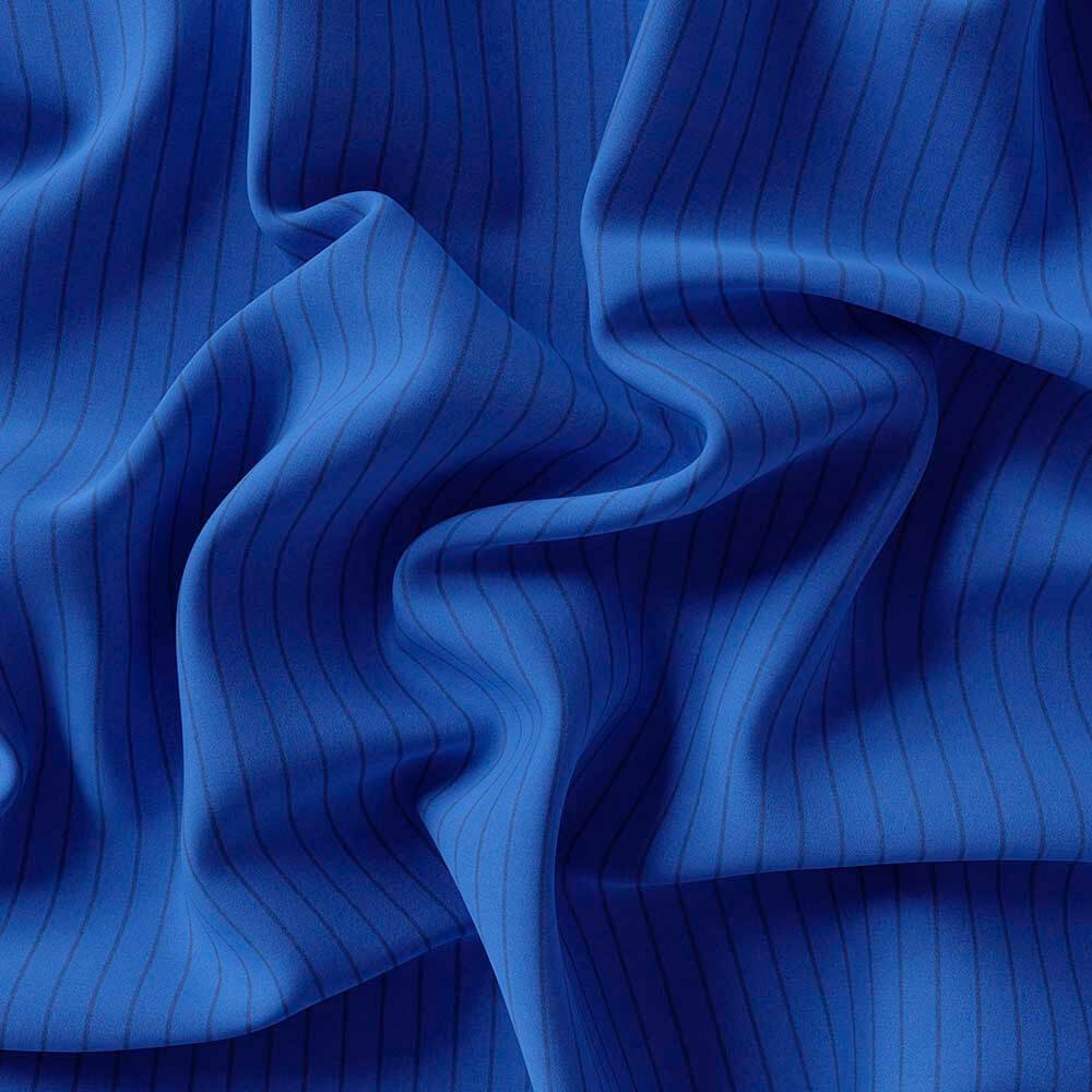 Navy Strips On Blue Urdu Strips Pima Cotton 100% Shirt Fabrics - Image 4