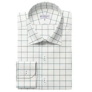 Flag Green & White Window Check Pima Cotton 100% Shirt Fabrics 730-255