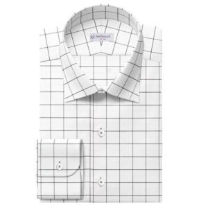 Chocolate Brown & White Window Check Pima Cotton 100% Shirt Fabrics 730-256