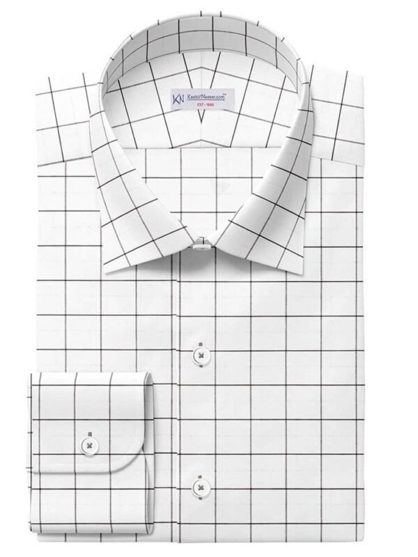 Chocolate Brown & White Window Check Pima Cotton 100% Shirt Fabrics 730-256