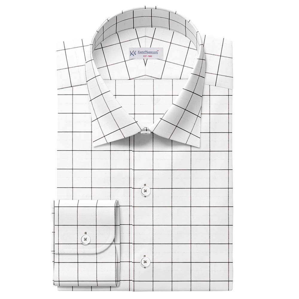 Chocolate Brown & White Window Check Pima Cotton 100% Shirt Fabrics 730-256