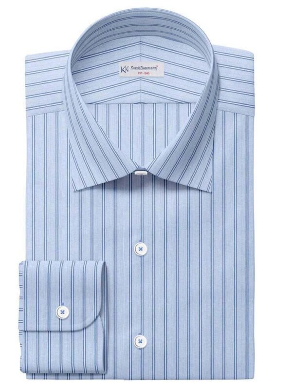 Sky Blue With Navy Strips Pima Cotton Shirt Fabrics 730-257AA