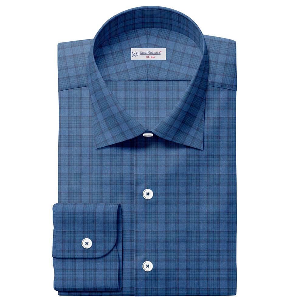 Blue Fashion Casual Check Pima Cotton Shirt Fabrics 730-269