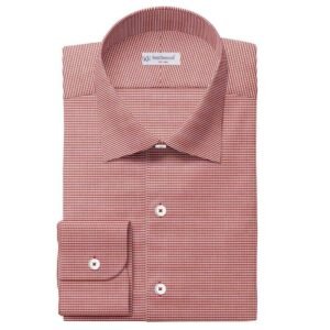 Maroon & White Very Small Check Pima Cotton Shirt Fabrics 730-271