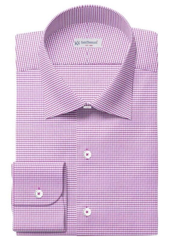 Purple & White Very Small Window Pima Cotton Shirt Fabrics 730-275