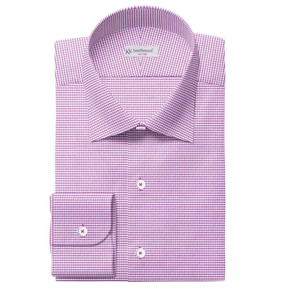 Purple & White Very Small Window Pima Cotton Shirt Fabrics 730-275