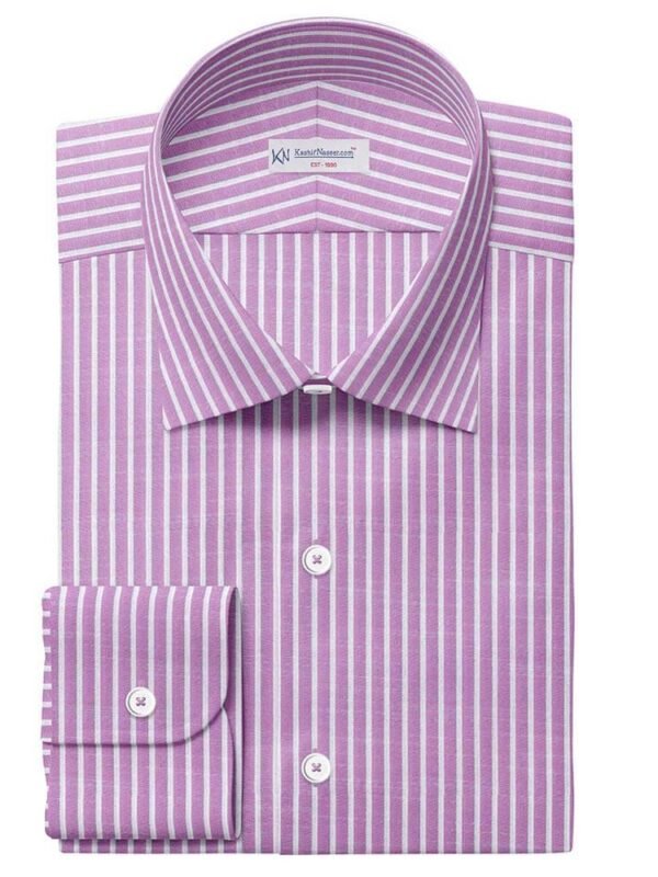 Purple & White Casual Strips Pima Cotton Shirt Fabrics 730-281