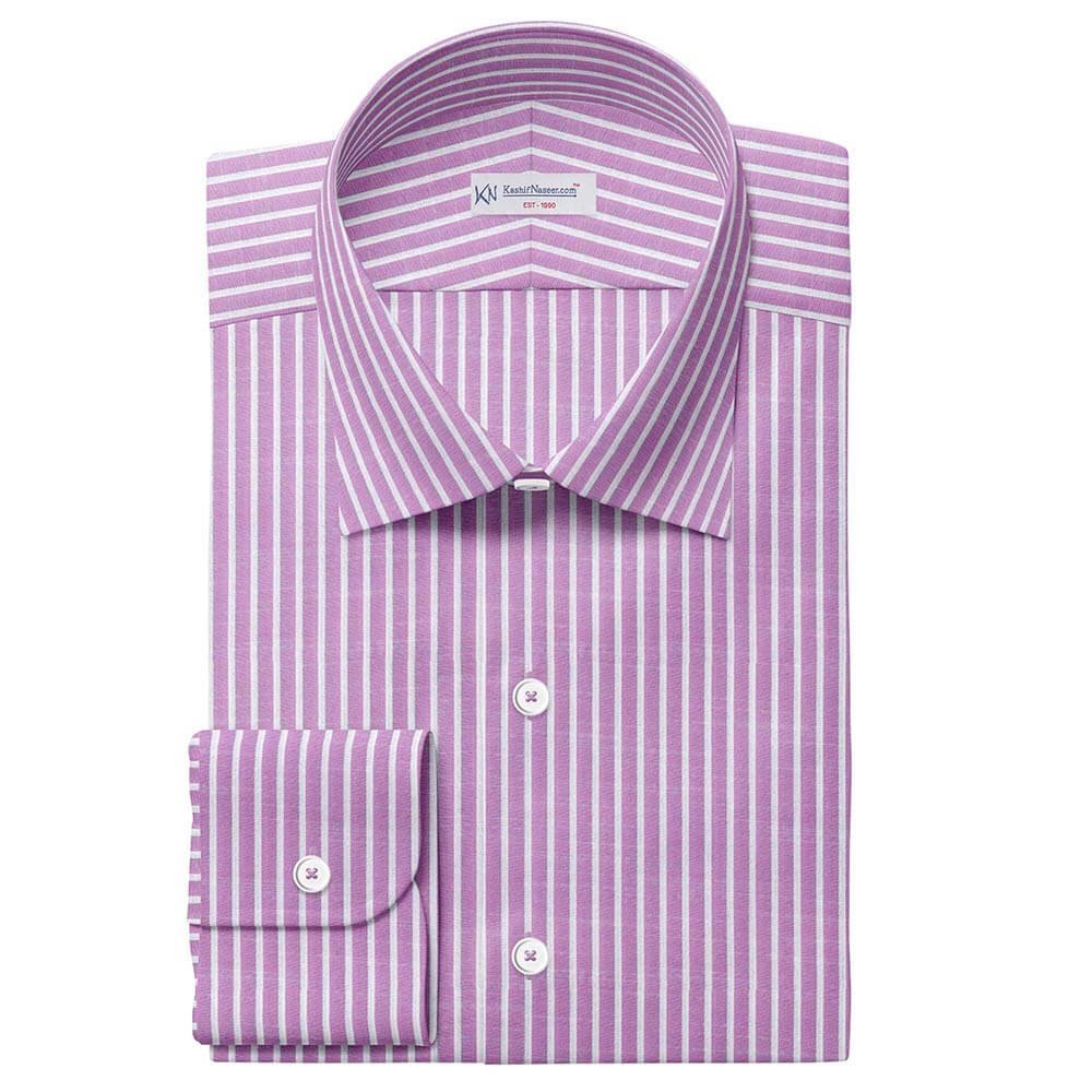 Purple & White Casual Strips Pima Cotton Shirt Fabrics 730-281