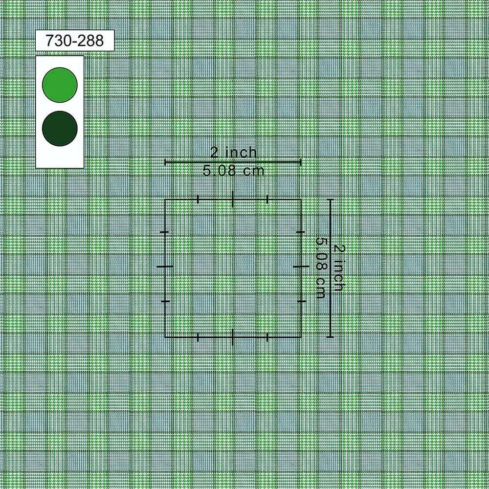 Green & White Party Wear Check Pima Cotton 100% Shirt Fabrics - Image 2