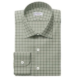 Mehndi Green & Off White Casual Check Pima Cotton Shirt Fabrics 730-289