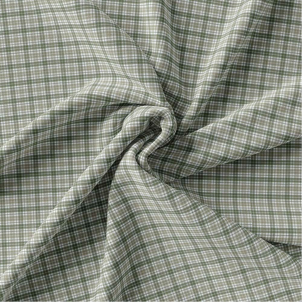 Mehndi Green & Off White Casual Check Pima Cotton Shirt Fabrics 730-289 - Image 4