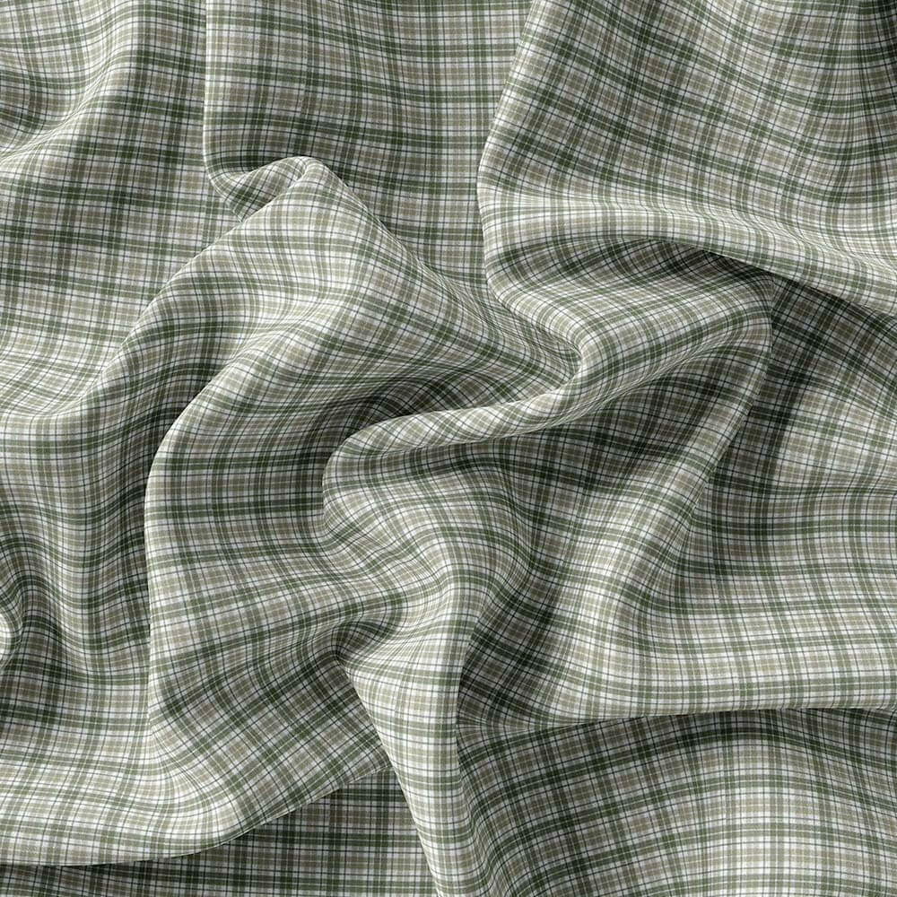Mehndi Green & Off White Casual Check Pima Cotton Shirt Fabrics 730-289 - Image 3