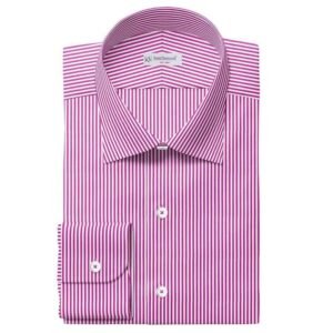 Barbie Pink & White Wide Strips Silky Finish Shirt Fabrics 730-295