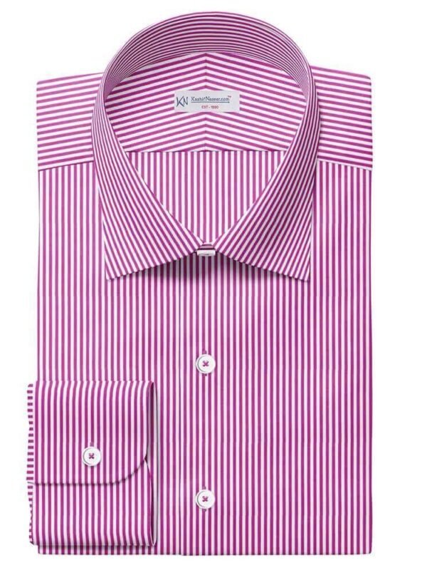 Barbie Pink & White Wide Strips Silky Finish Shirt Fabrics 730-295