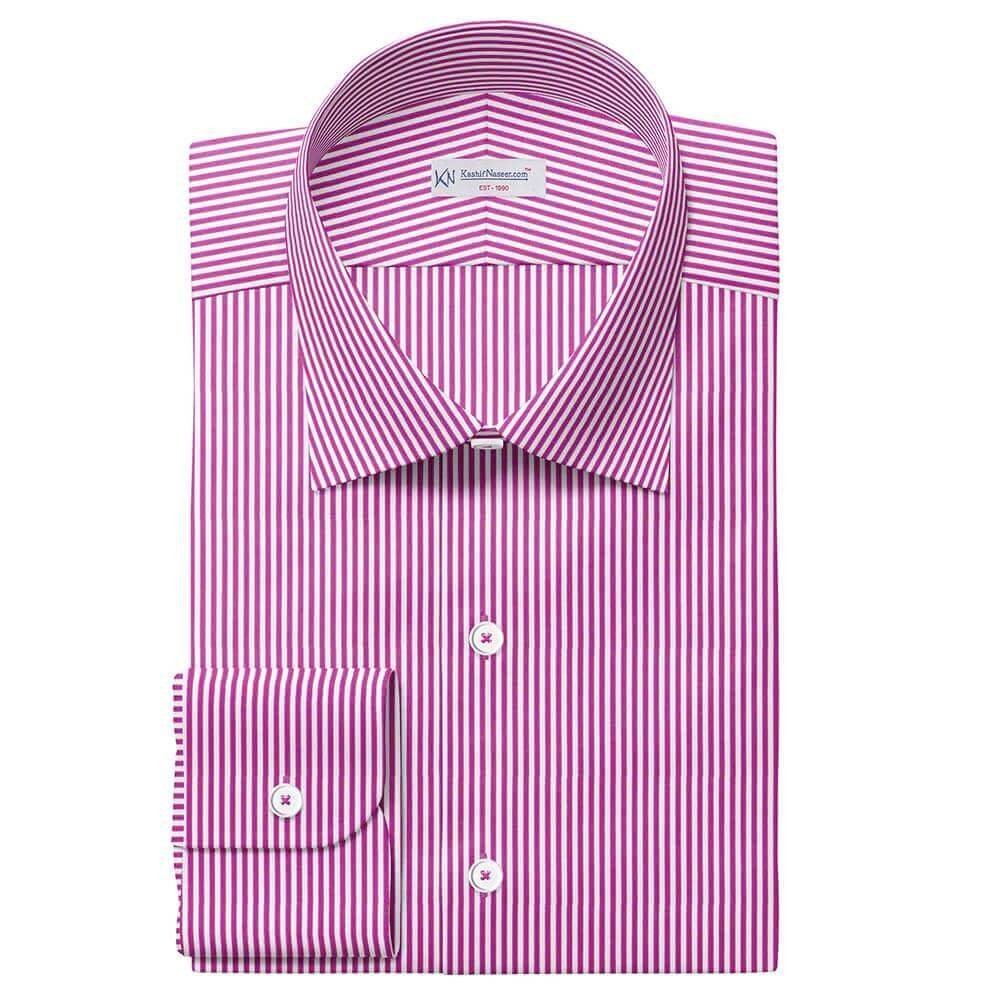 Barbie Pink & White Wide Strips Silky Finish Shirt Fabrics 730-295