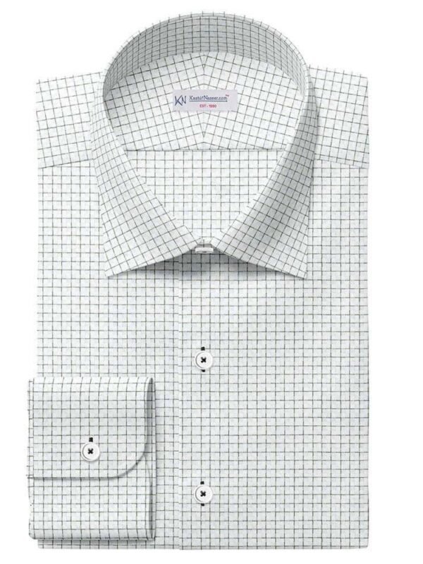 Black & Milky White Dobby Small Check Pima Cotton Shirt Fabrics 730-299