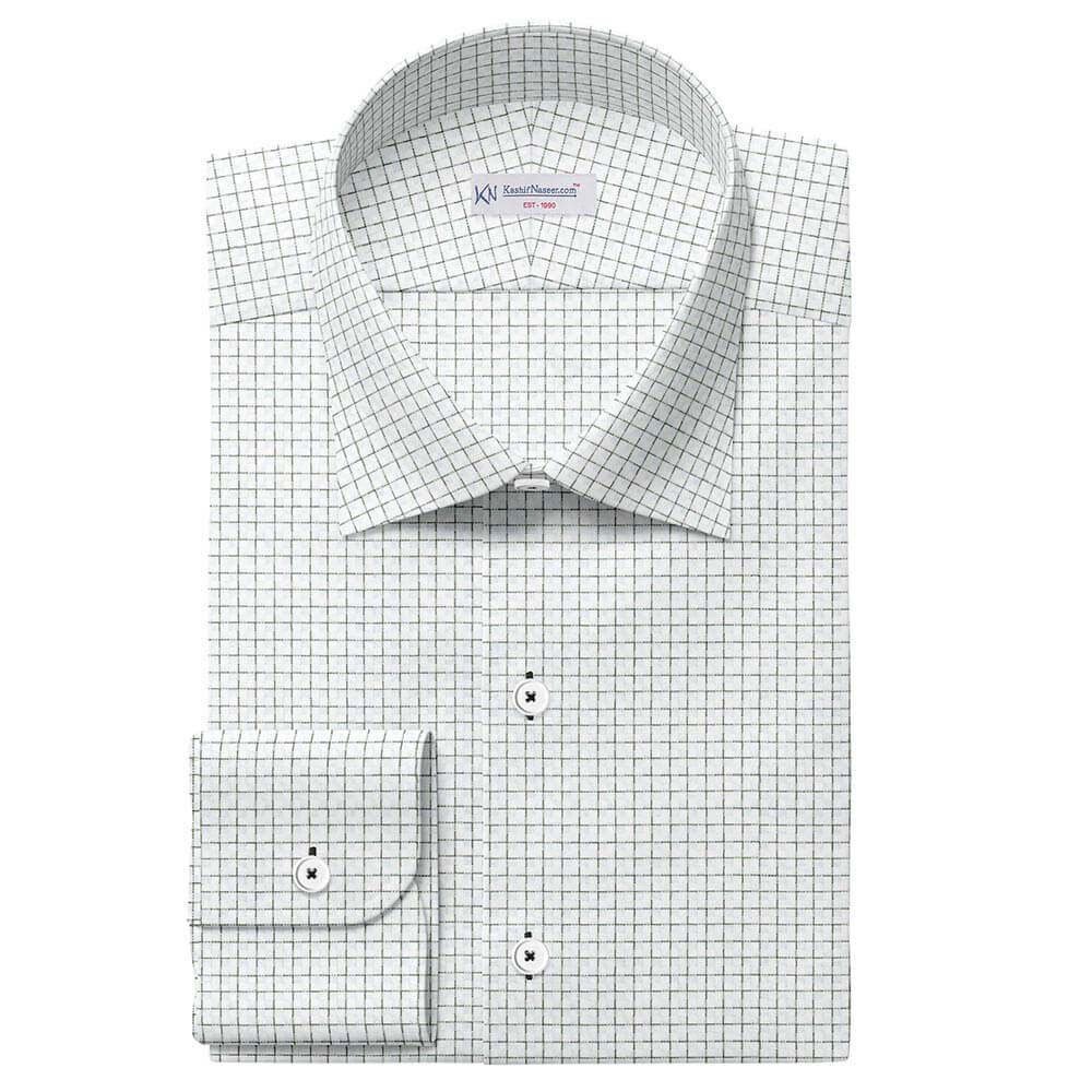 Black & Milky White Dobby Small Check Pima Cotton Shirt Fabrics 730-299