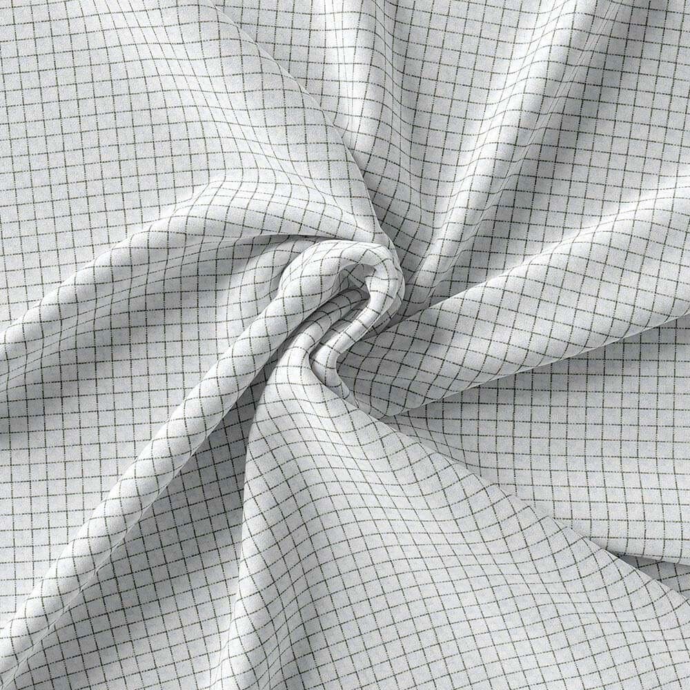 Black & Milky White Dobby Small Check Pima Cotton Shirt Fabrics - Image 3