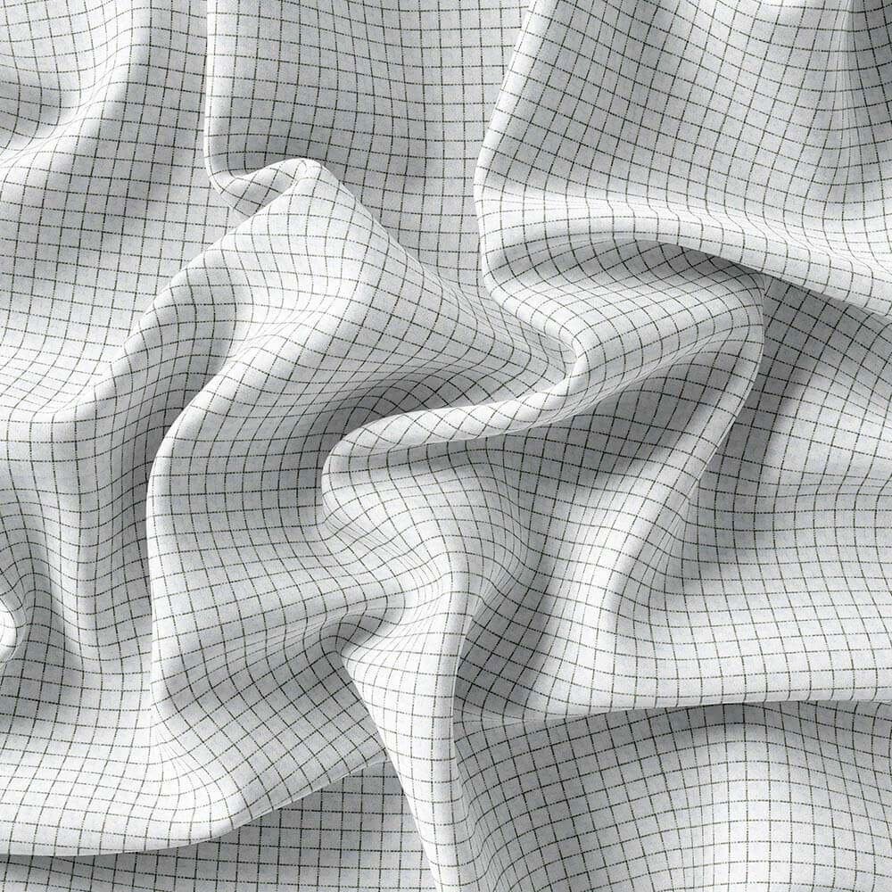 Black & Milky White Dobby Small Check Pima Cotton Shirt Fabrics - Image 4
