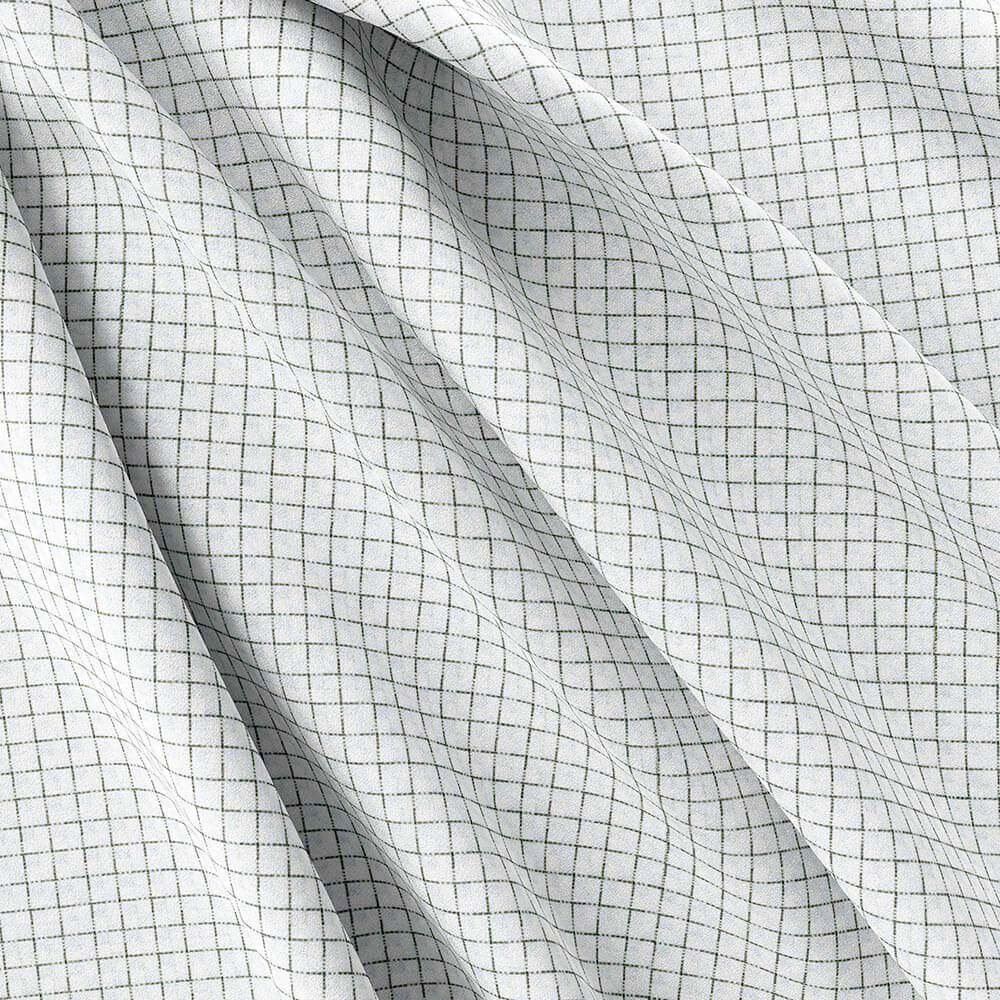 Black & Milky White Dobby Small Check Pima Cotton Shirt Fabrics - Image 5