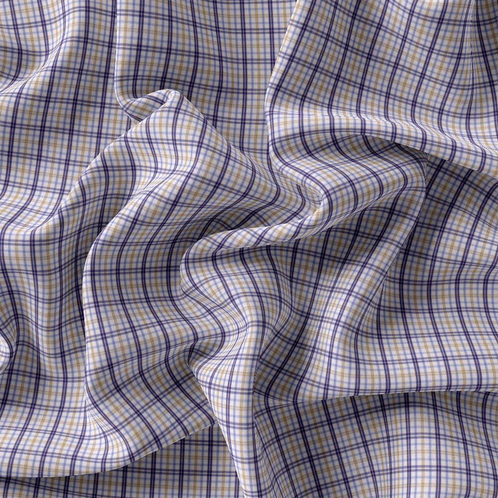 Blue, Yellow & White Check Shirt Cloth 999-250 - Image 4