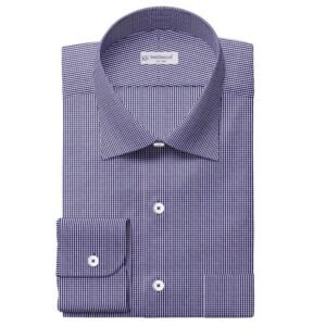 Blue & White Micro Check Shirt Fabric 888-140