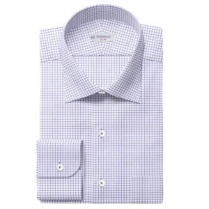 Blue & White 100% Cotton Small Check Shirt Fabric 888-156