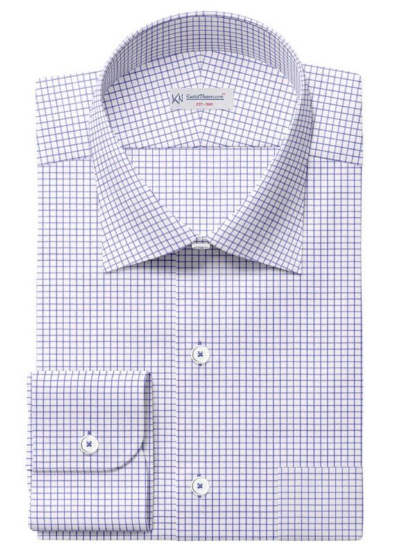 Blue & White 100% Cotton Small Check Shirt Fabric 888-156