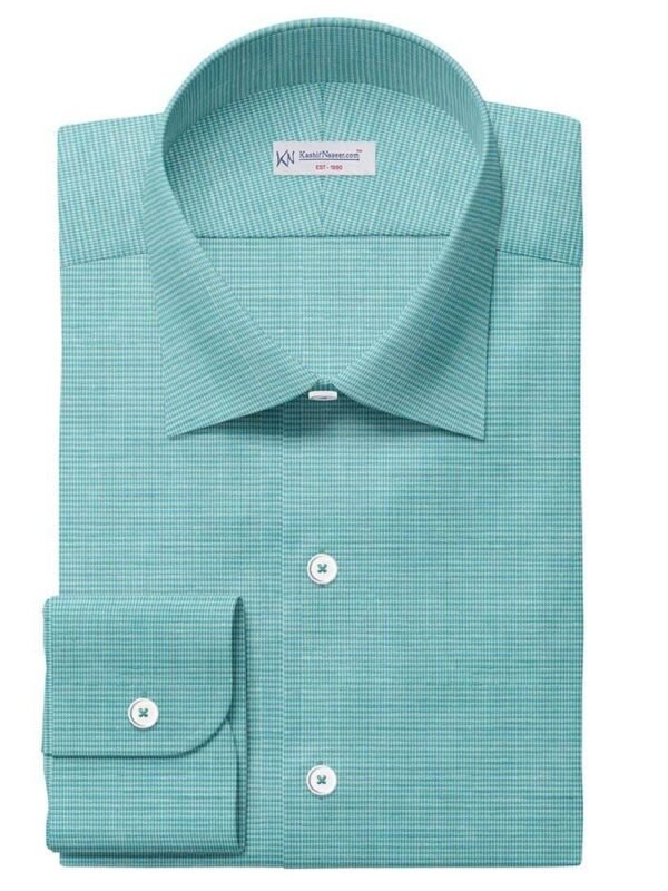 Turquoise & White Self Shirt Fabric 888-46