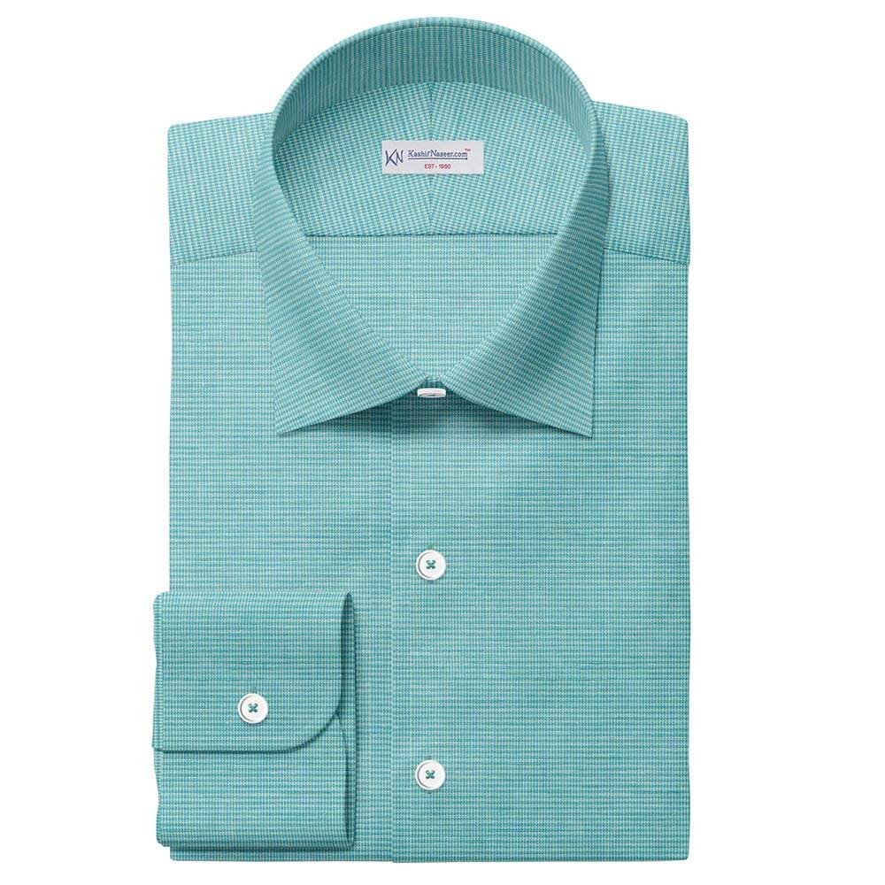 Turquoise & White Self Shirt Fabric 888-46