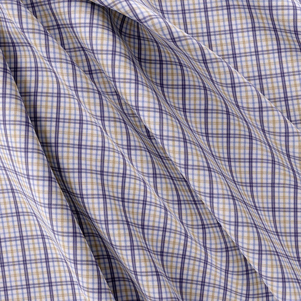 Blue, Yellow & White Check Shirt Cloth 999-250 - Image 3