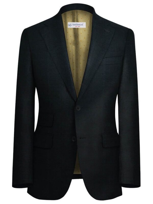 Jet Black Self With White Blurred Window Suit Fabrics By WOOL VERSION 99866-2
