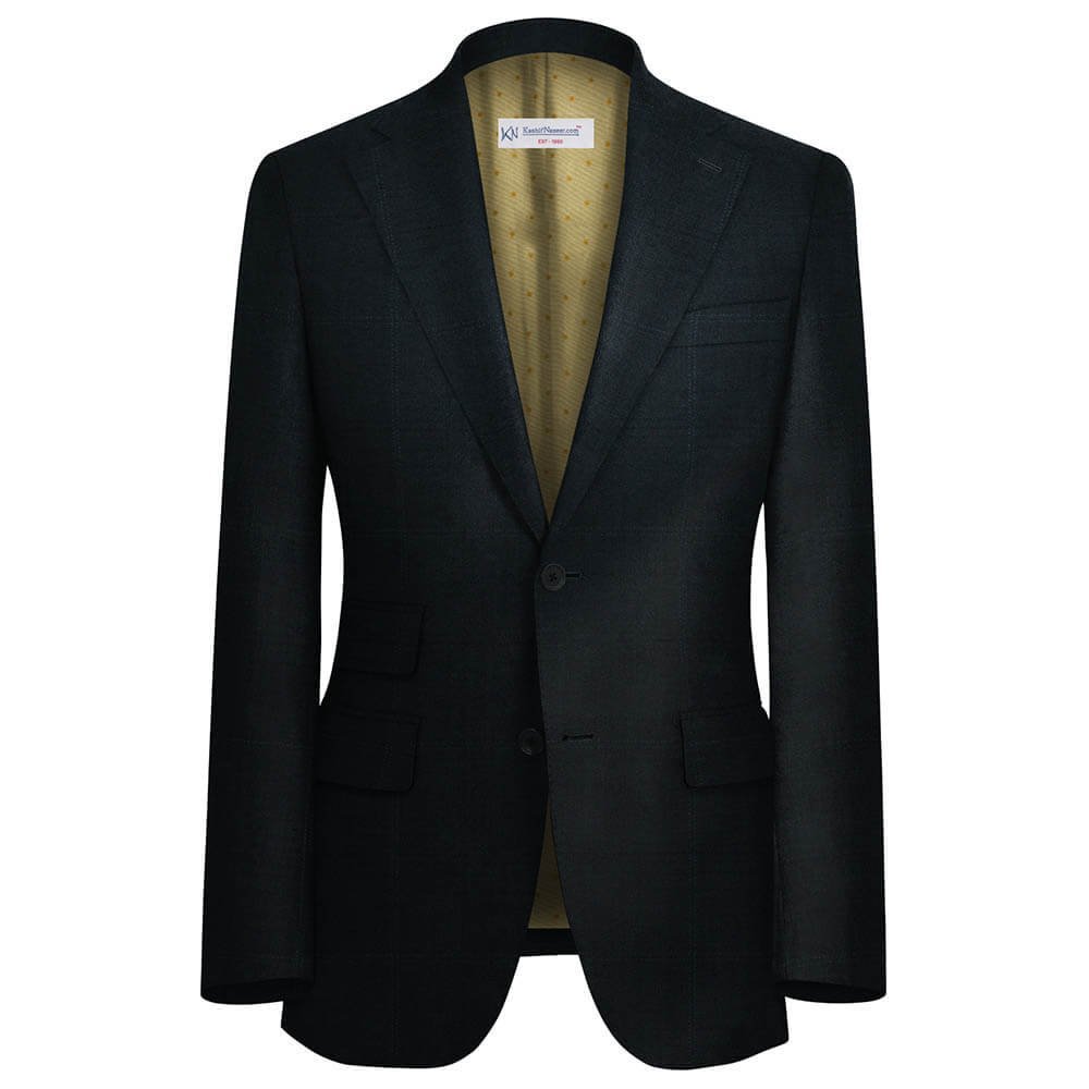 Jet Black Self With White Blurred Window Suit Fabrics By WOOL VERSION 99866-2