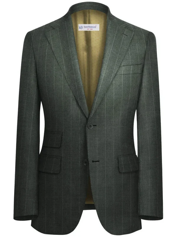 Steel Grey Wide Striped Suit Fabrics